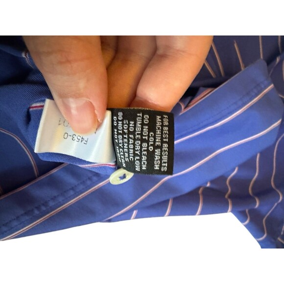 Turtleson Polo Shirt Men's Extra Large Blue Striped Long Sleeve Golf Performance - Picture 5 of 9